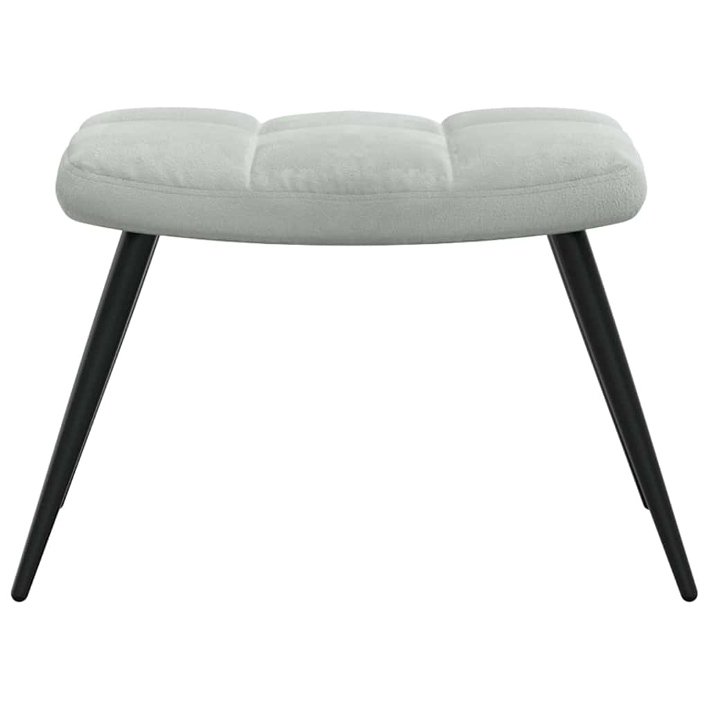 Chaise de relaxation avec tabouret Gris clair Velours - XIOS