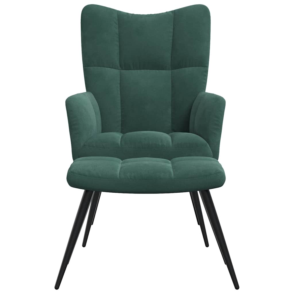 Chaise de relaxation avec tabouret Vert foncé Velours - XIOS