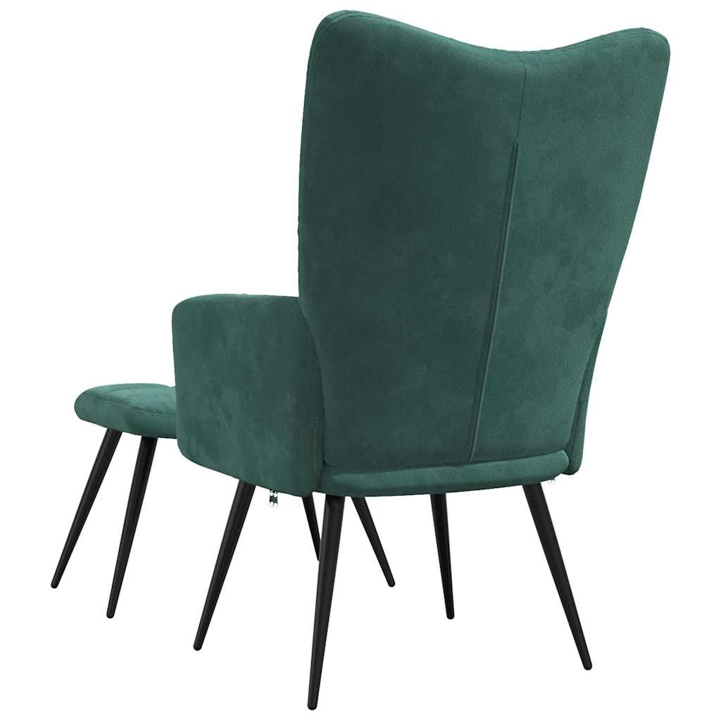 Chaise de relaxation avec tabouret Vert foncé Velours - XIOS
