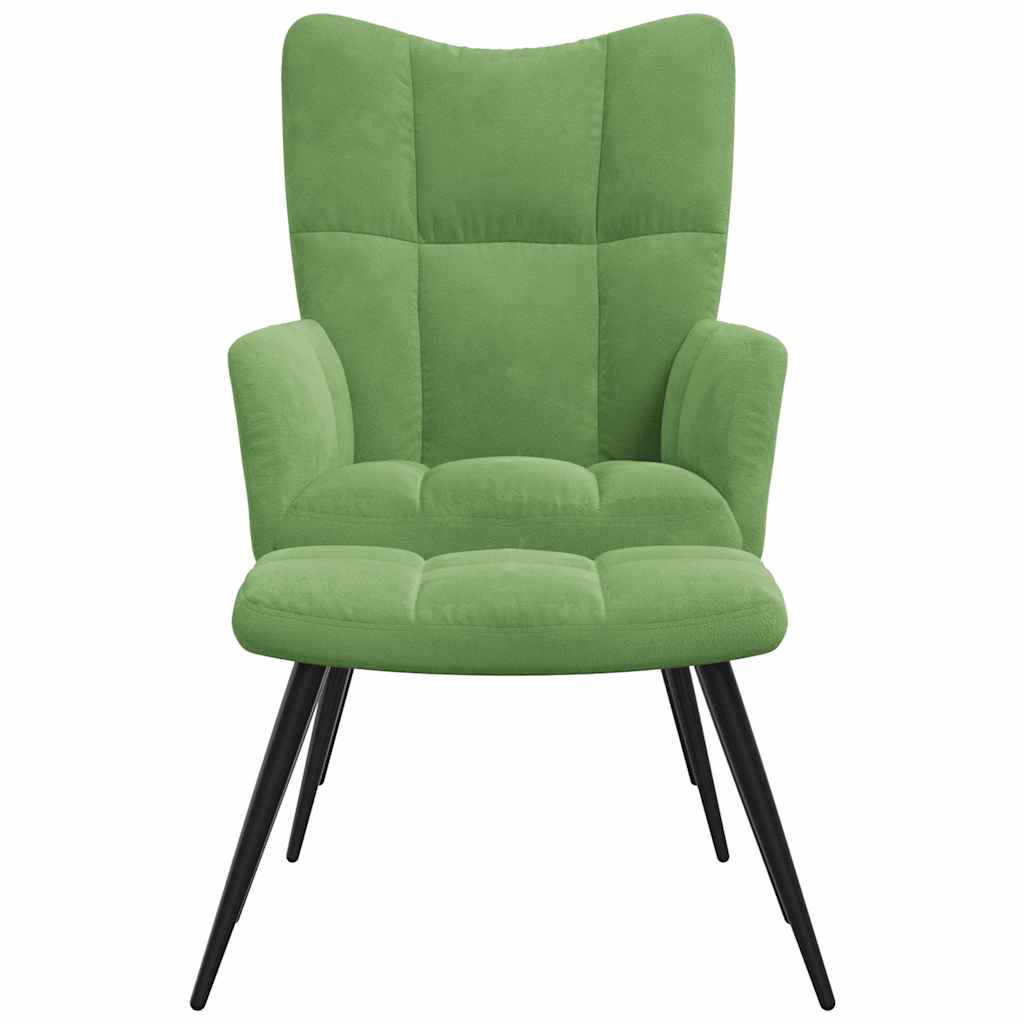 Chaise de relaxation avec tabouret Vert clair Velours - XIOS