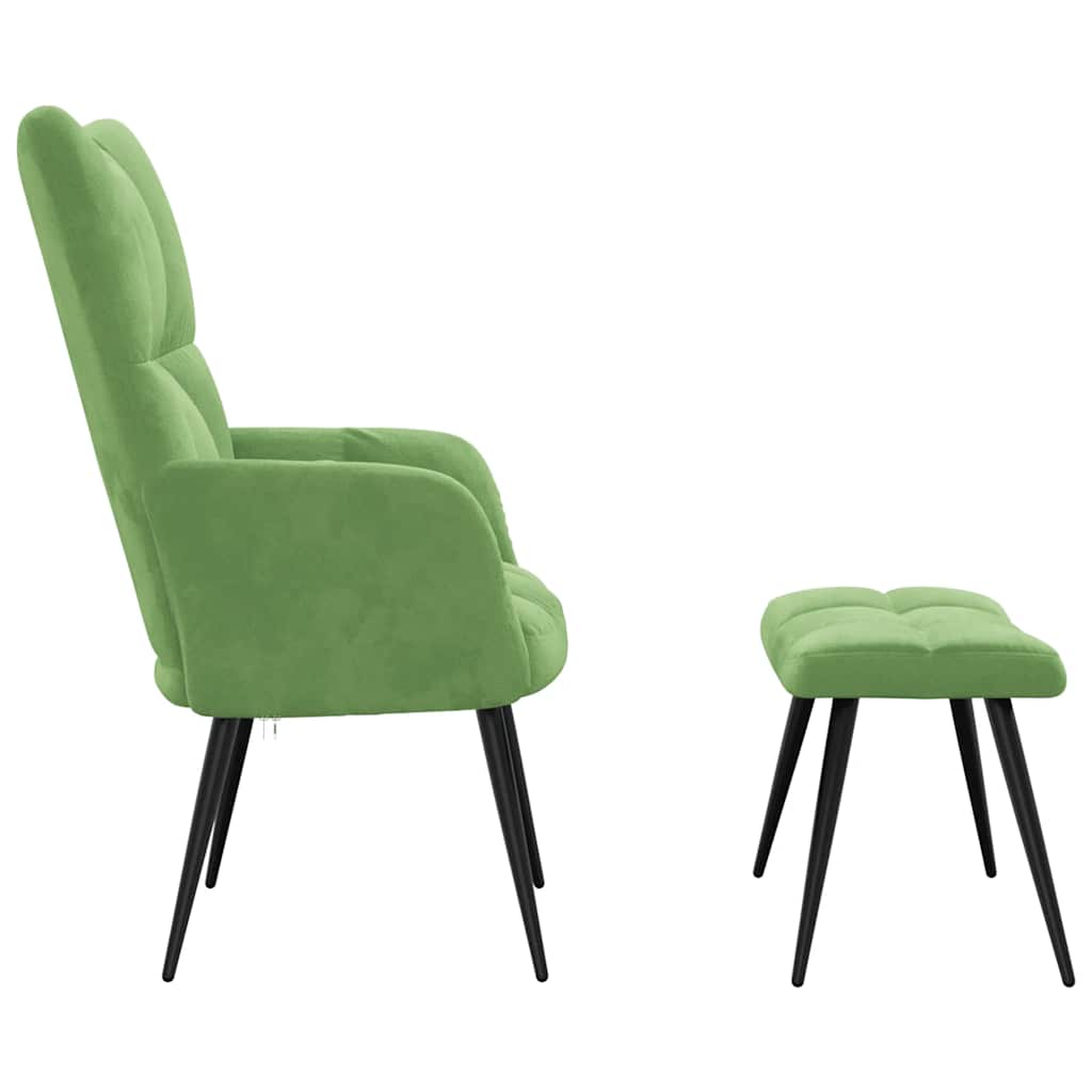 Chaise de relaxation avec tabouret Vert clair Velours - XIOS