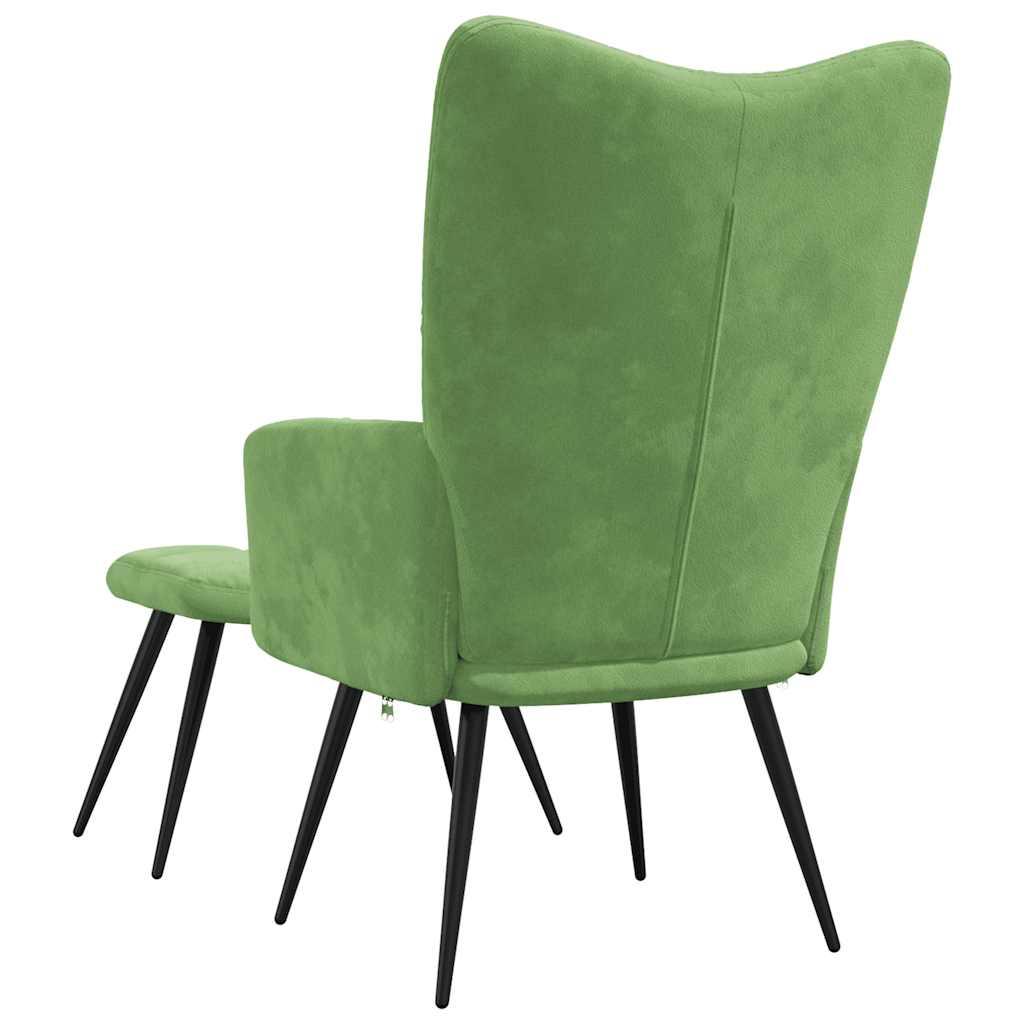 Chaise de relaxation avec tabouret Vert clair Velours - XIOS