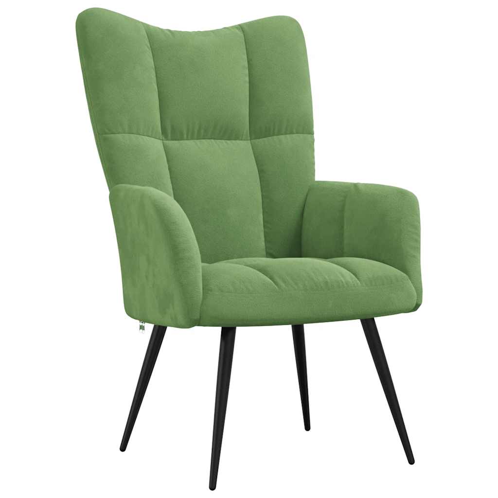 Chaise de relaxation avec tabouret Vert clair Velours - XIOS