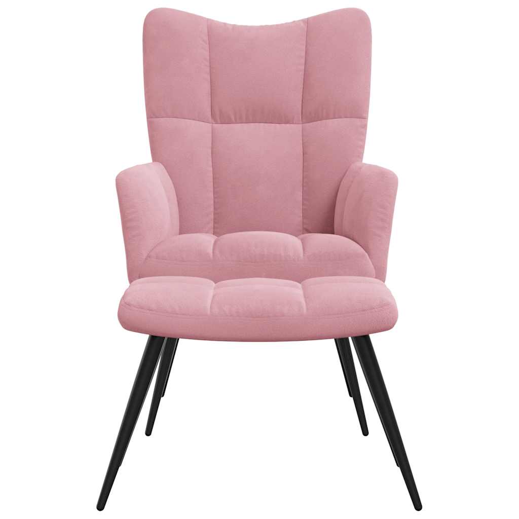 Chaise de relaxation avec tabouret Rose Velours - XIOS
