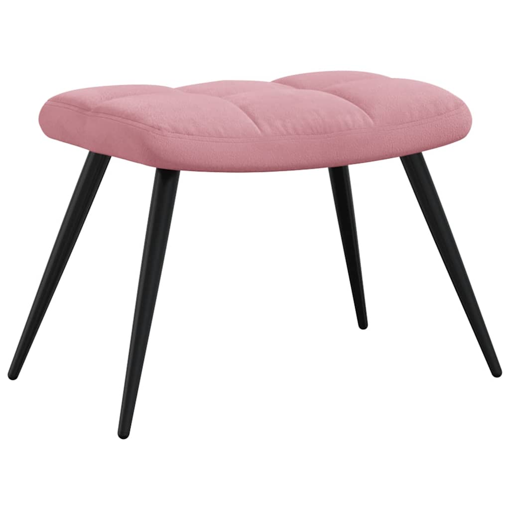 Chaise de relaxation avec tabouret Rose Velours - XIOS