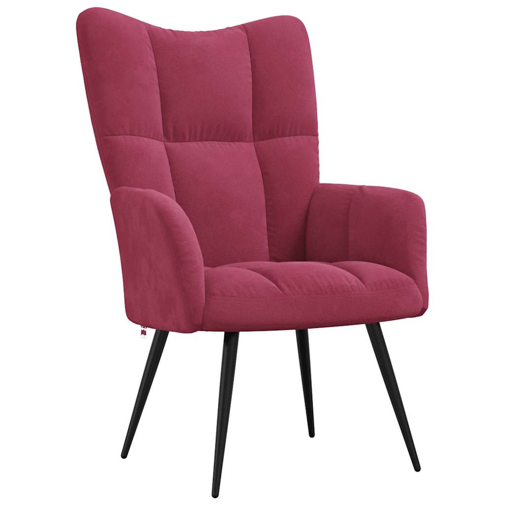 Chaise de relaxation avec tabouret Rouge bordeaux Velours - XIOS