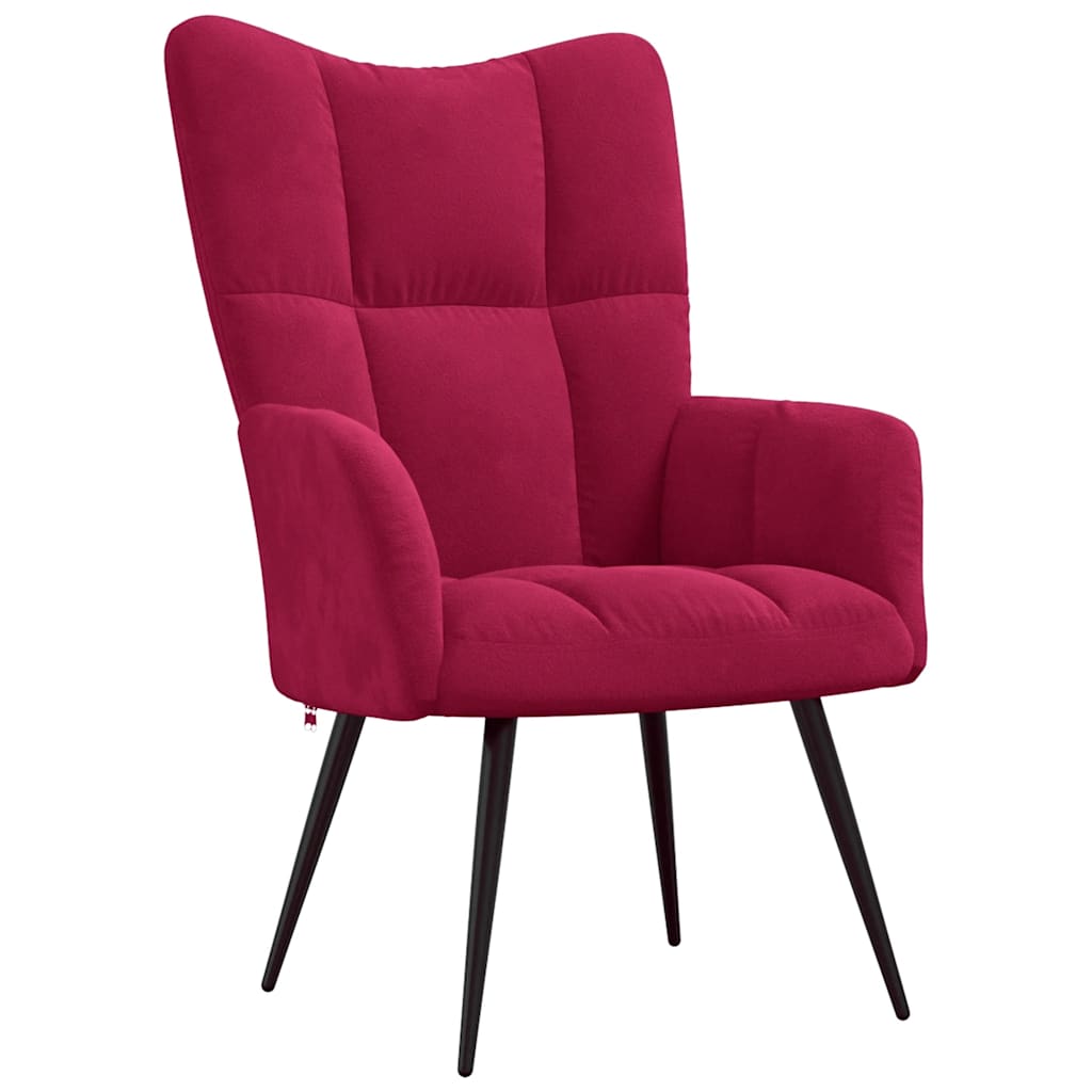 Chaise de relaxation avec tabouret Rouge bordeaux Velours - XIOS