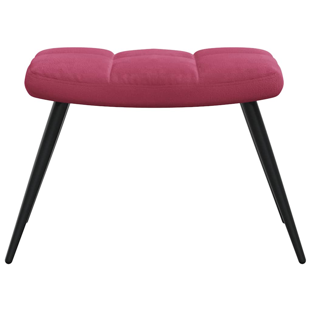Chaise de relaxation avec tabouret Rouge bordeaux Velours - XIOS