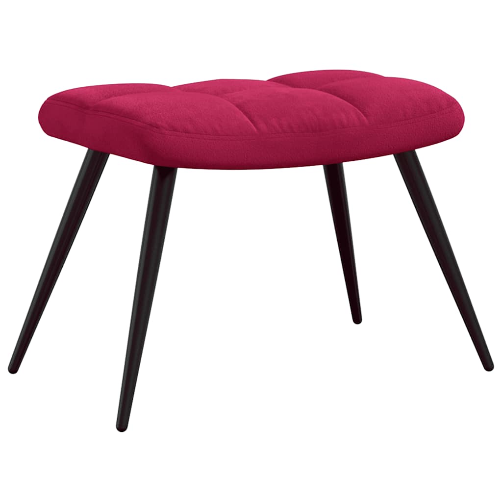 Chaise de relaxation avec tabouret Rouge bordeaux Velours - XIOS