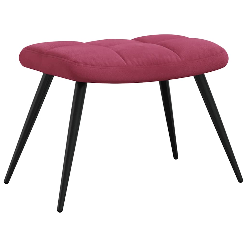 Chaise de relaxation avec tabouret Rouge bordeaux Velours - XIOS