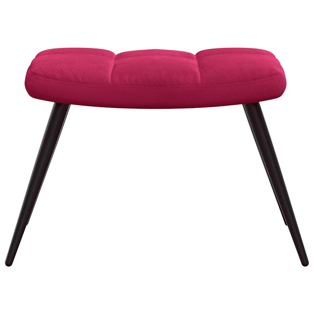 Chaise de relaxation avec tabouret Rouge bordeaux Velours - XIOS