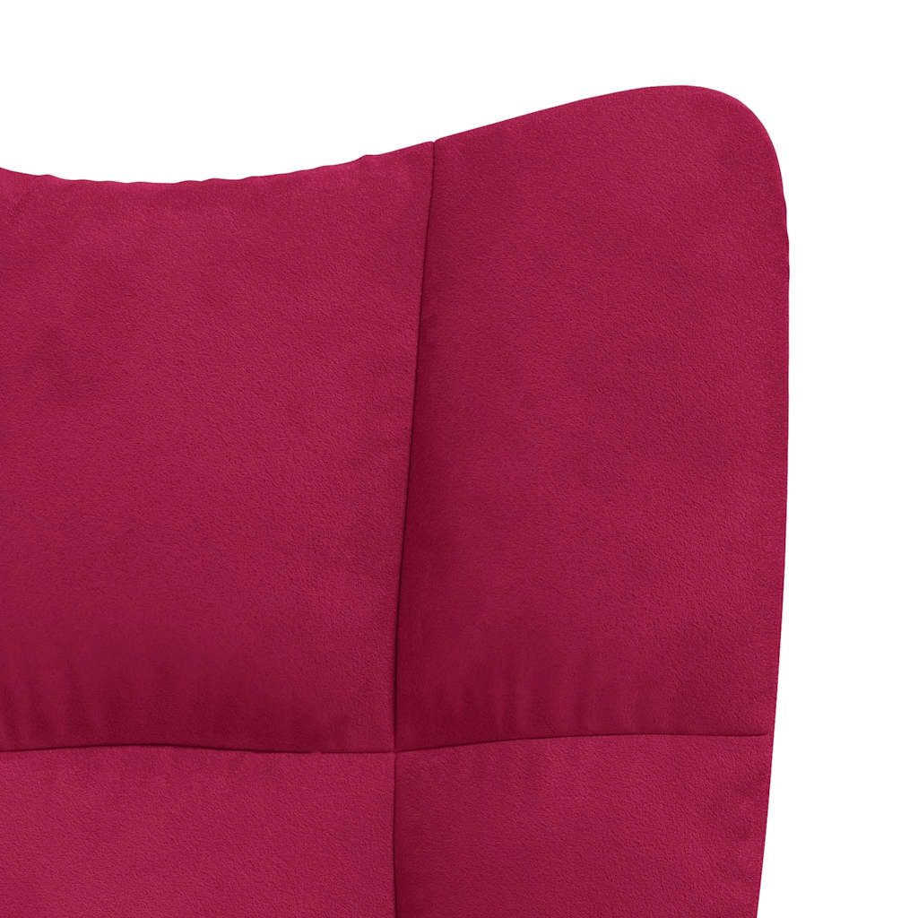 Chaise de relaxation avec tabouret Rouge bordeaux Velours - XIOS
