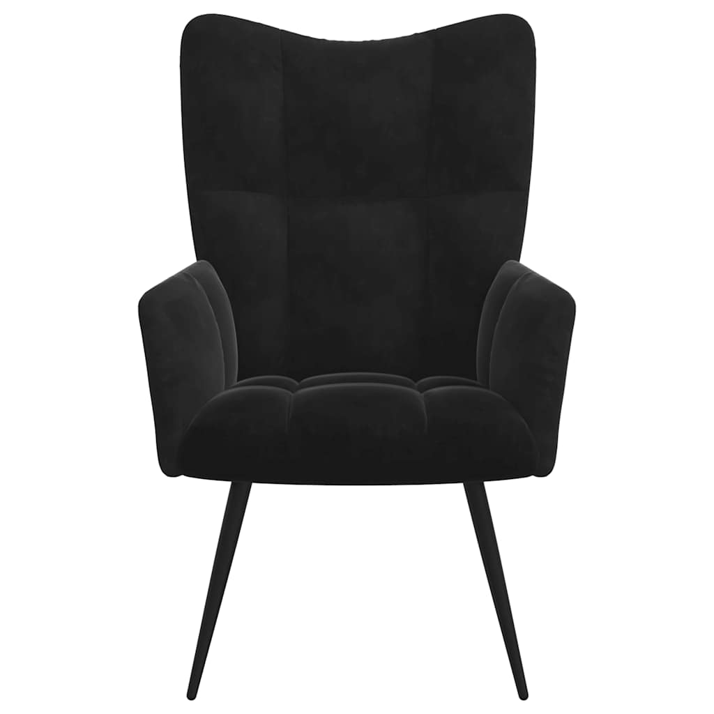 Chaise de relaxation avec tabouret Noir Velours - XIOS