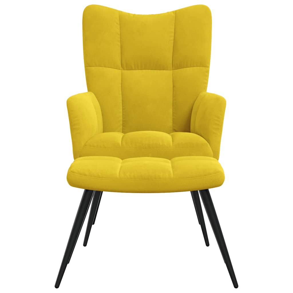 Chaise de relaxation avec tabouret Jaune moutarde Velours - XIOS