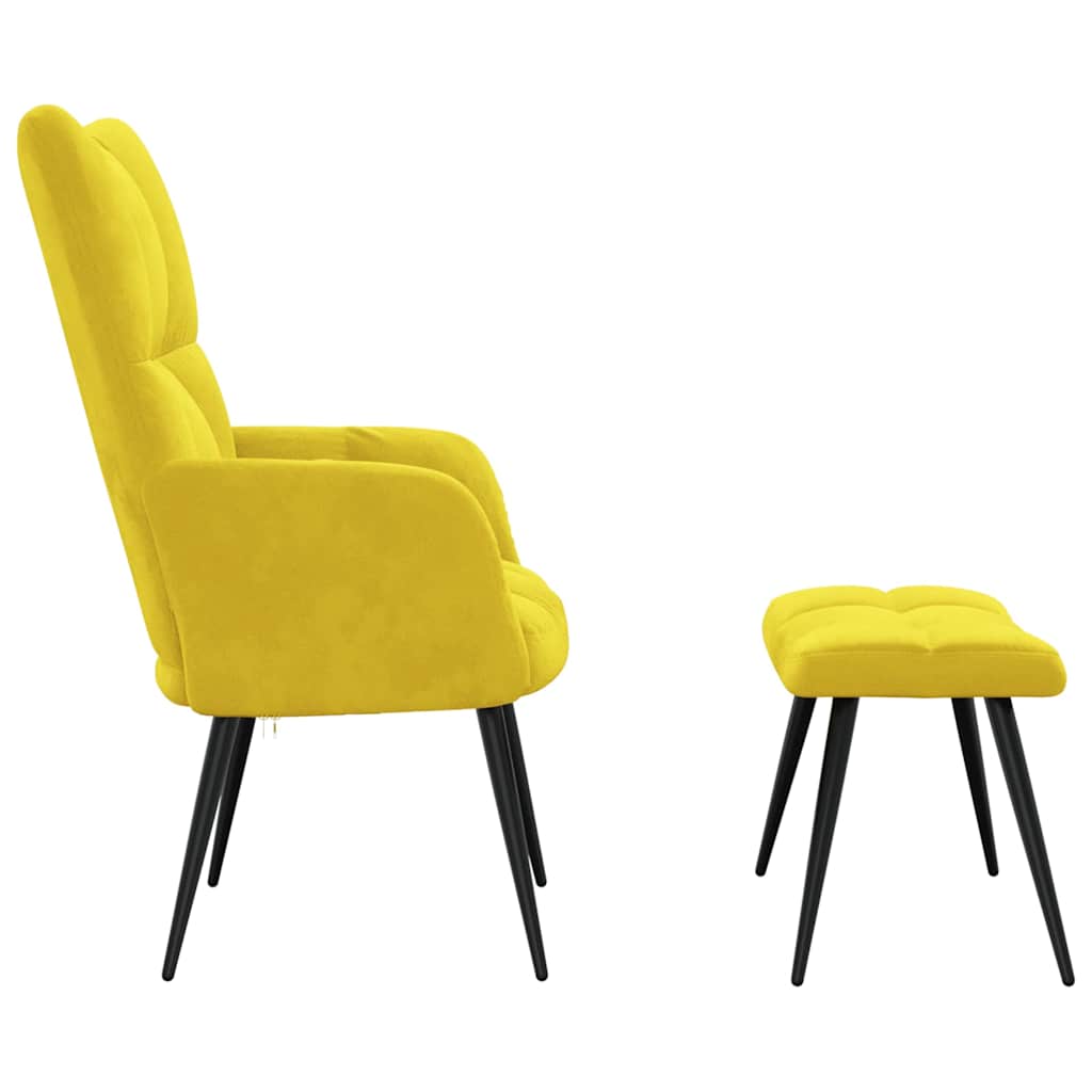 Chaise de relaxation avec tabouret Jaune moutarde Velours - XIOS