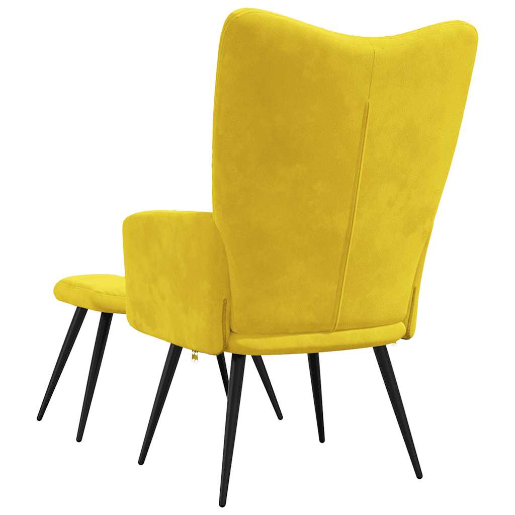 Chaise de relaxation avec tabouret Jaune moutarde Velours - XIOS
