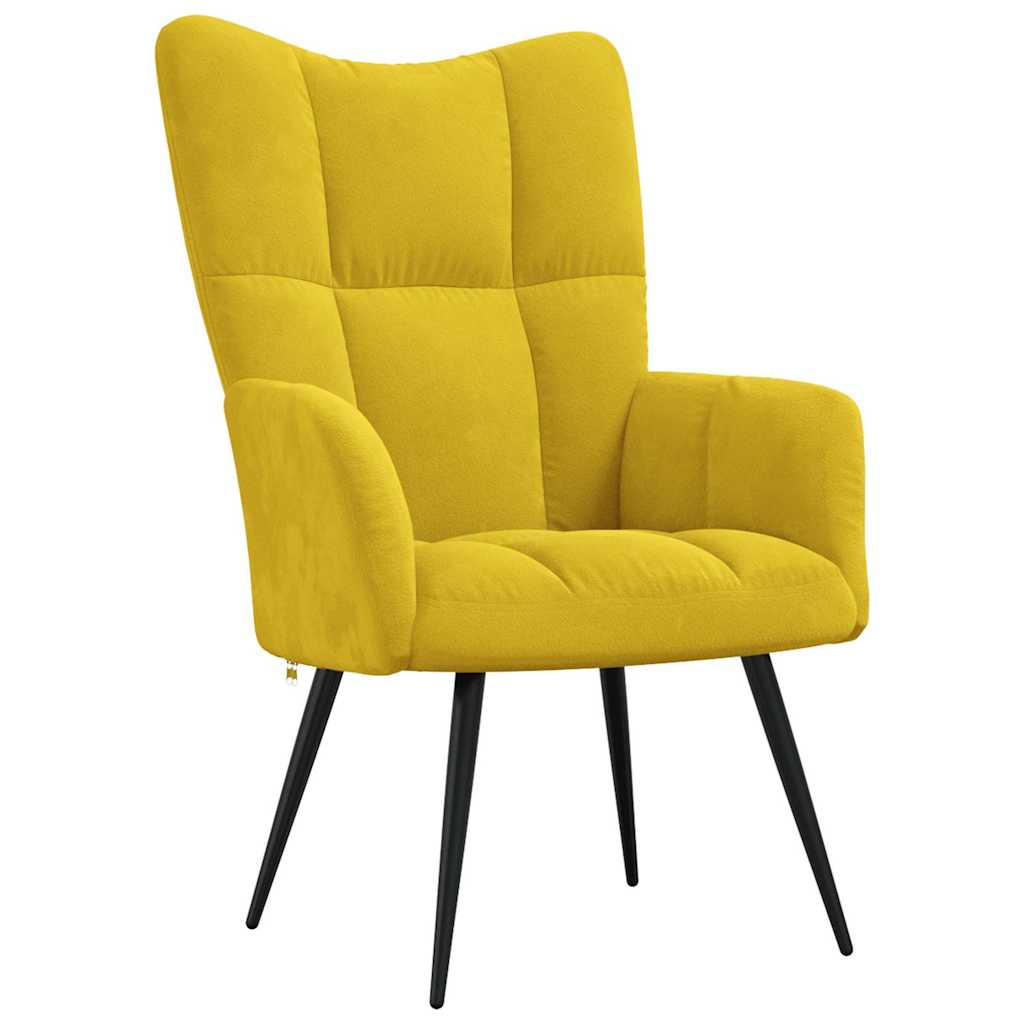 Chaise de relaxation avec tabouret Jaune moutarde Velours - XIOS