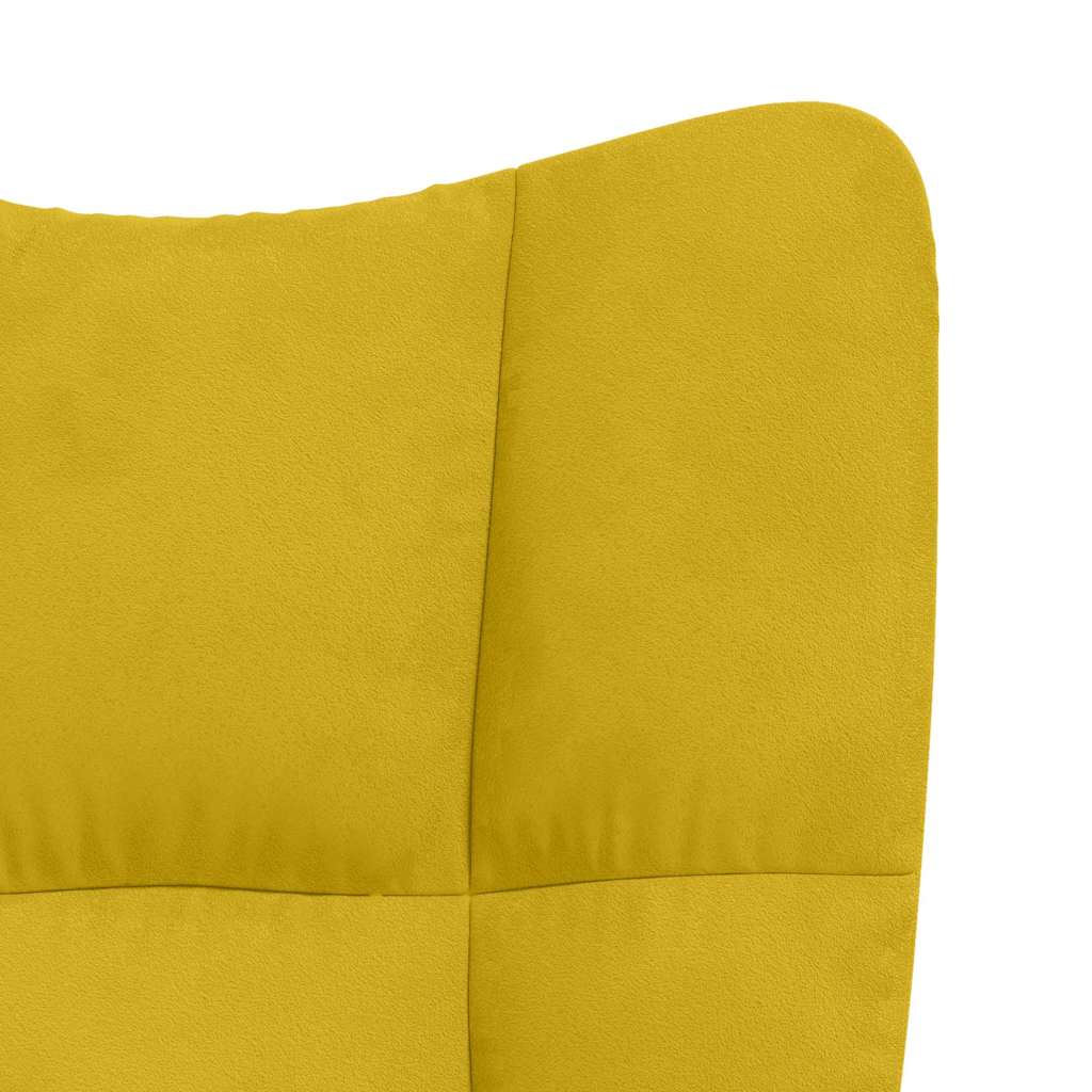 Fauteuil relax avec tabouret en velours jaune moutarde