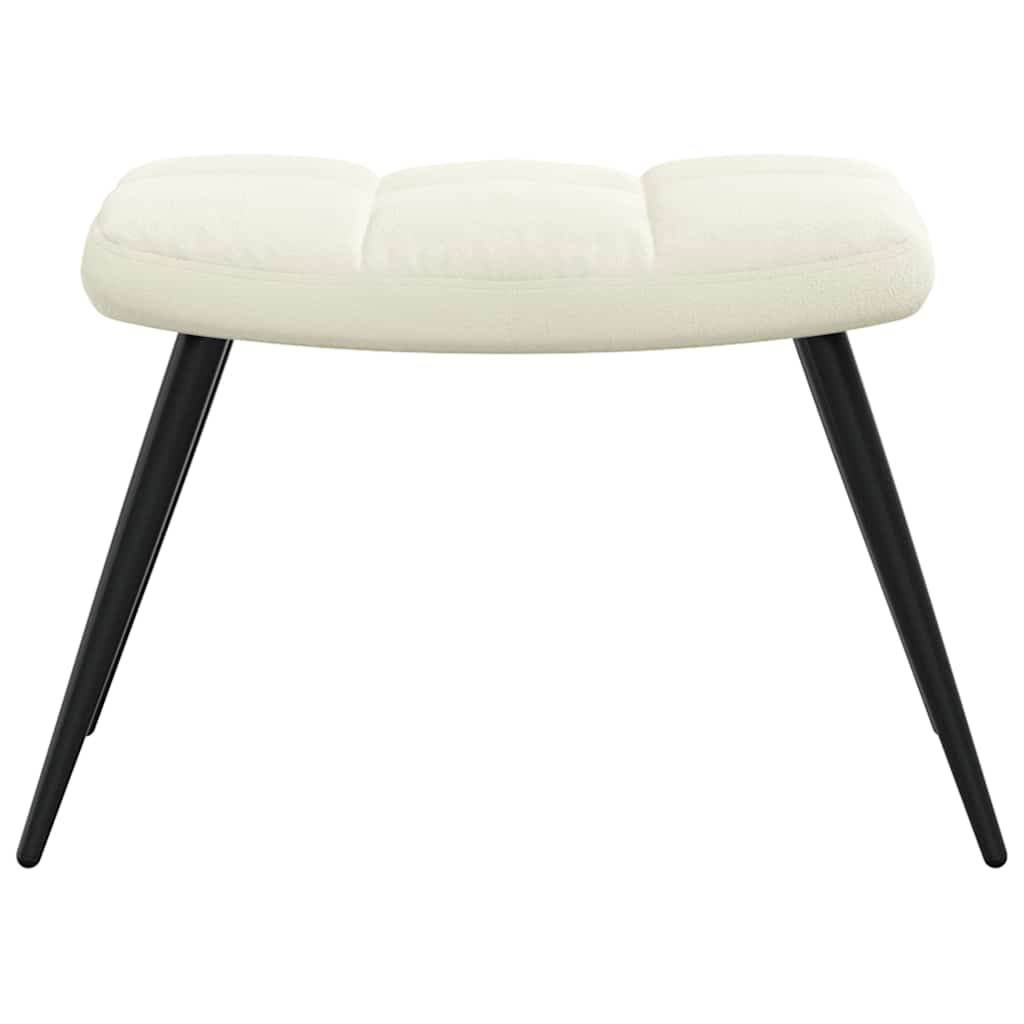 Chaise de relaxation avec tabouret Blanc crème Velours - XIOS