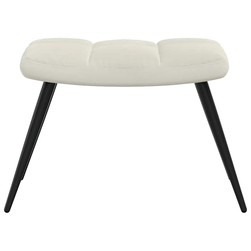 Chaise de relaxation avec tabouret Blanc crème Velours - XIOS