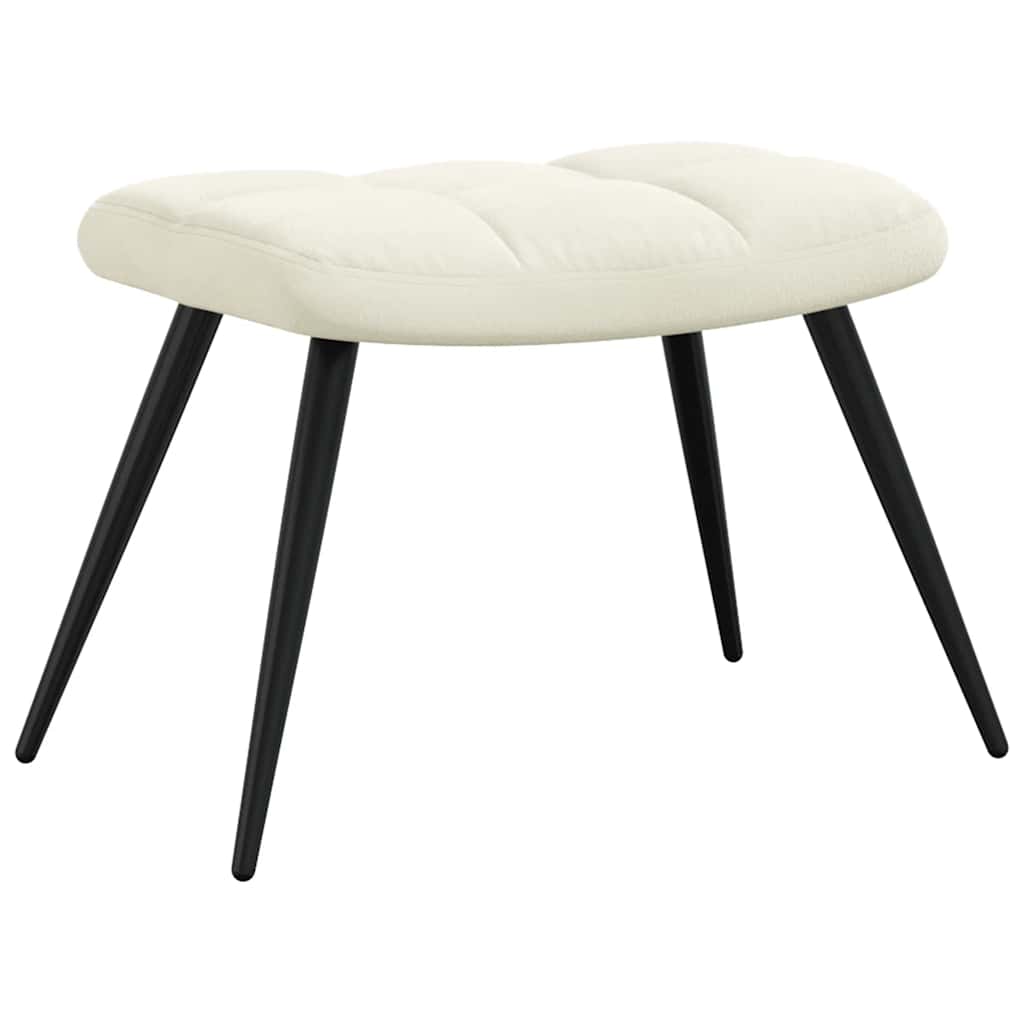Chaise de relaxation avec tabouret Blanc crème Velours - XIOS