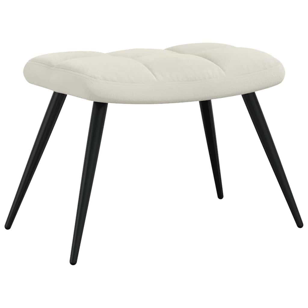 Chaise de relaxation avec tabouret Blanc crème Velours - XIOS