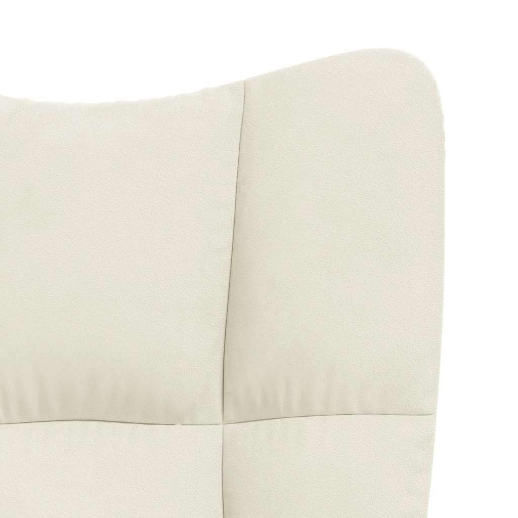 Chaise de relaxation avec tabouret Blanc crème Velours - XIOS