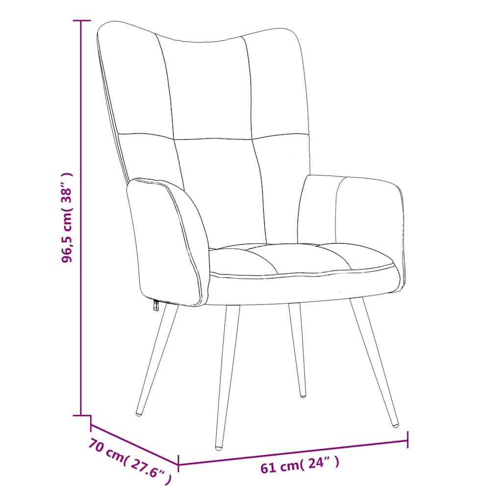 Chaise de relaxation avec tabouret Blanc crème Velours - XIOS