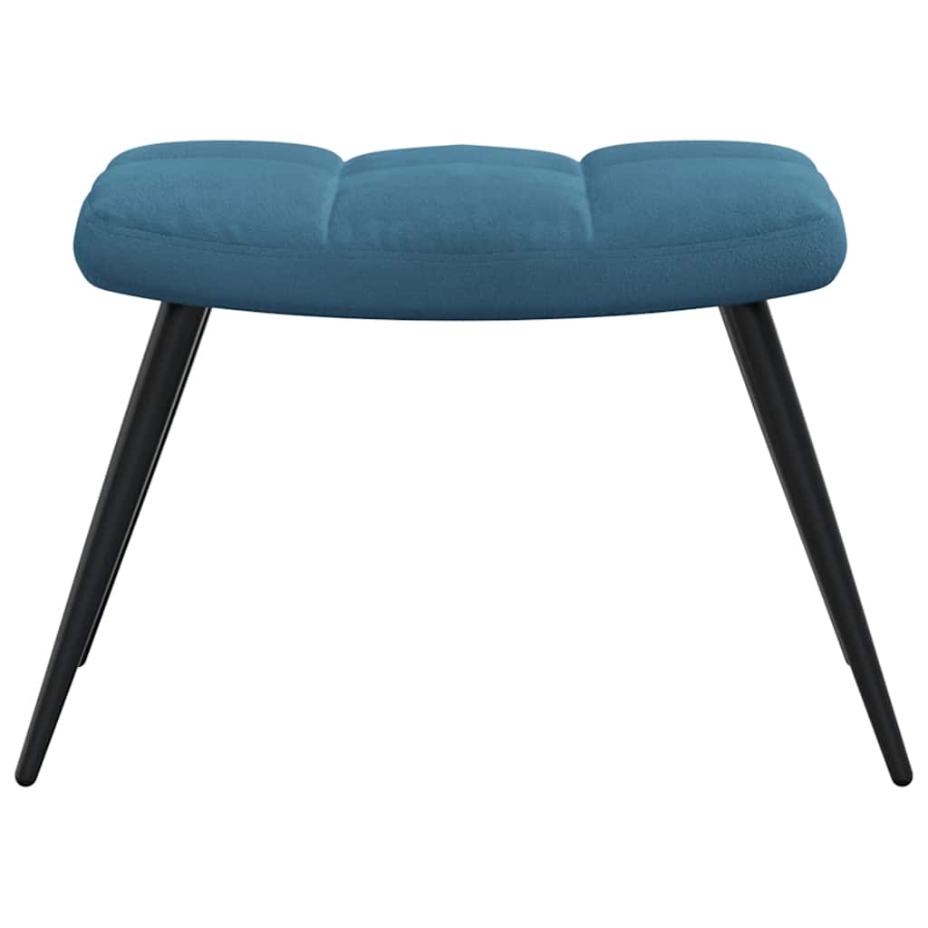 Chaise de relaxation avec tabouret Bleu Velours - XIOS