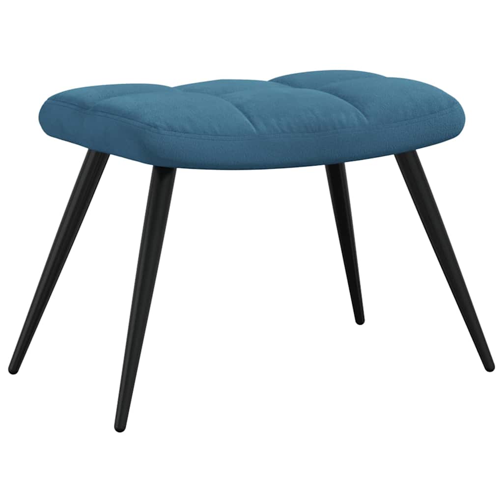 Chaise de relaxation avec tabouret Bleu Velours - XIOS