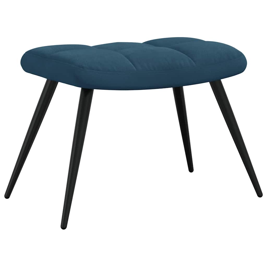 Chaise de relaxation avec tabouret Bleu Velours