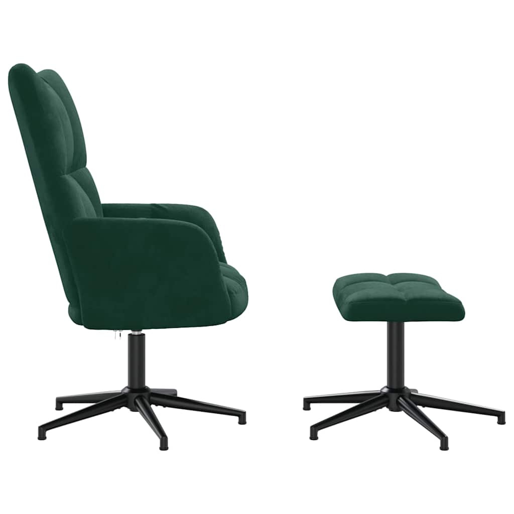 Chaise de relaxation avec tabouret Vert foncé Velours - XIOS