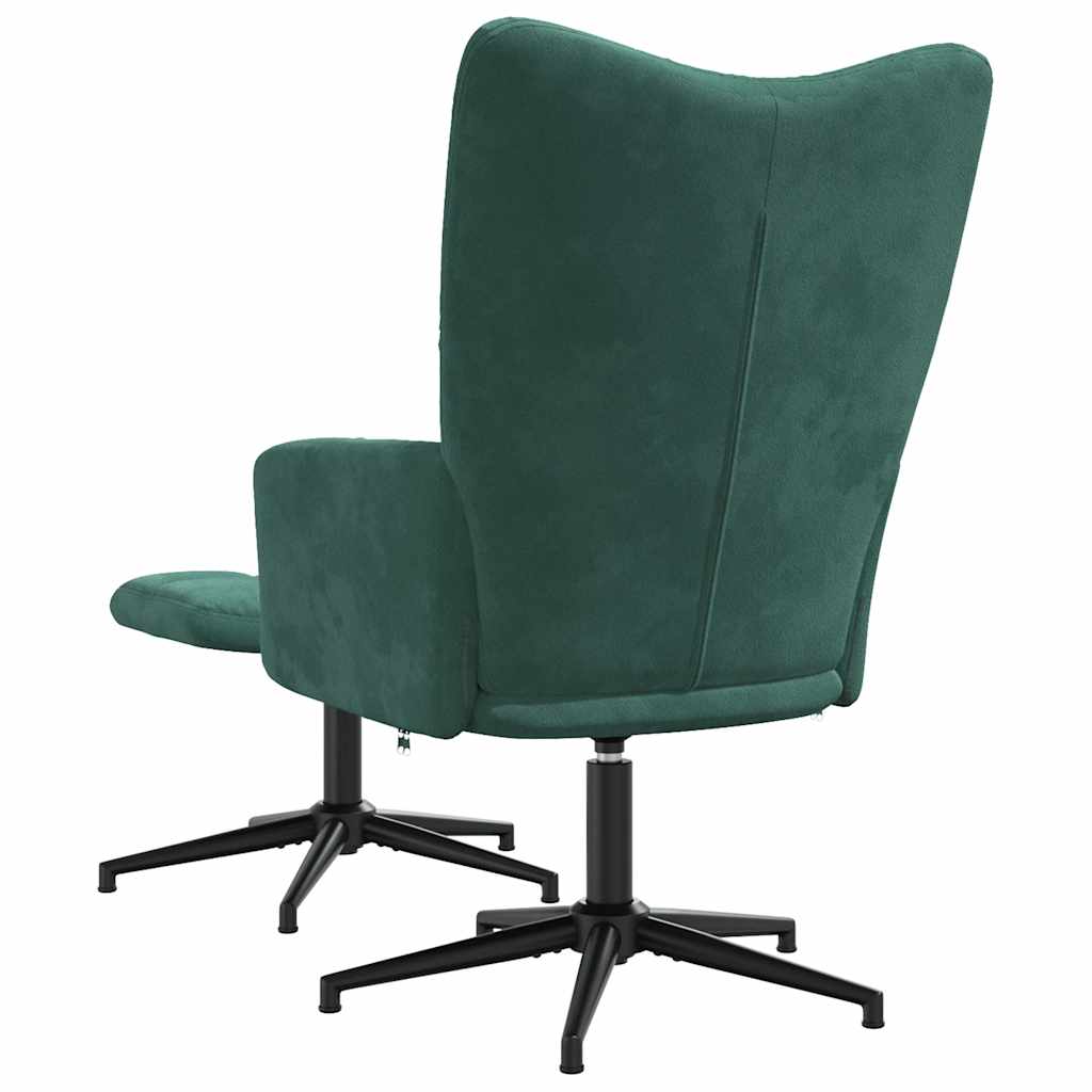 Chaise de relaxation avec tabouret Vert foncé Velours - XIOS
