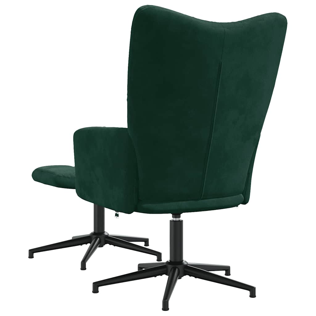 Chaise de relaxation avec tabouret Vert foncé Velours - XIOS