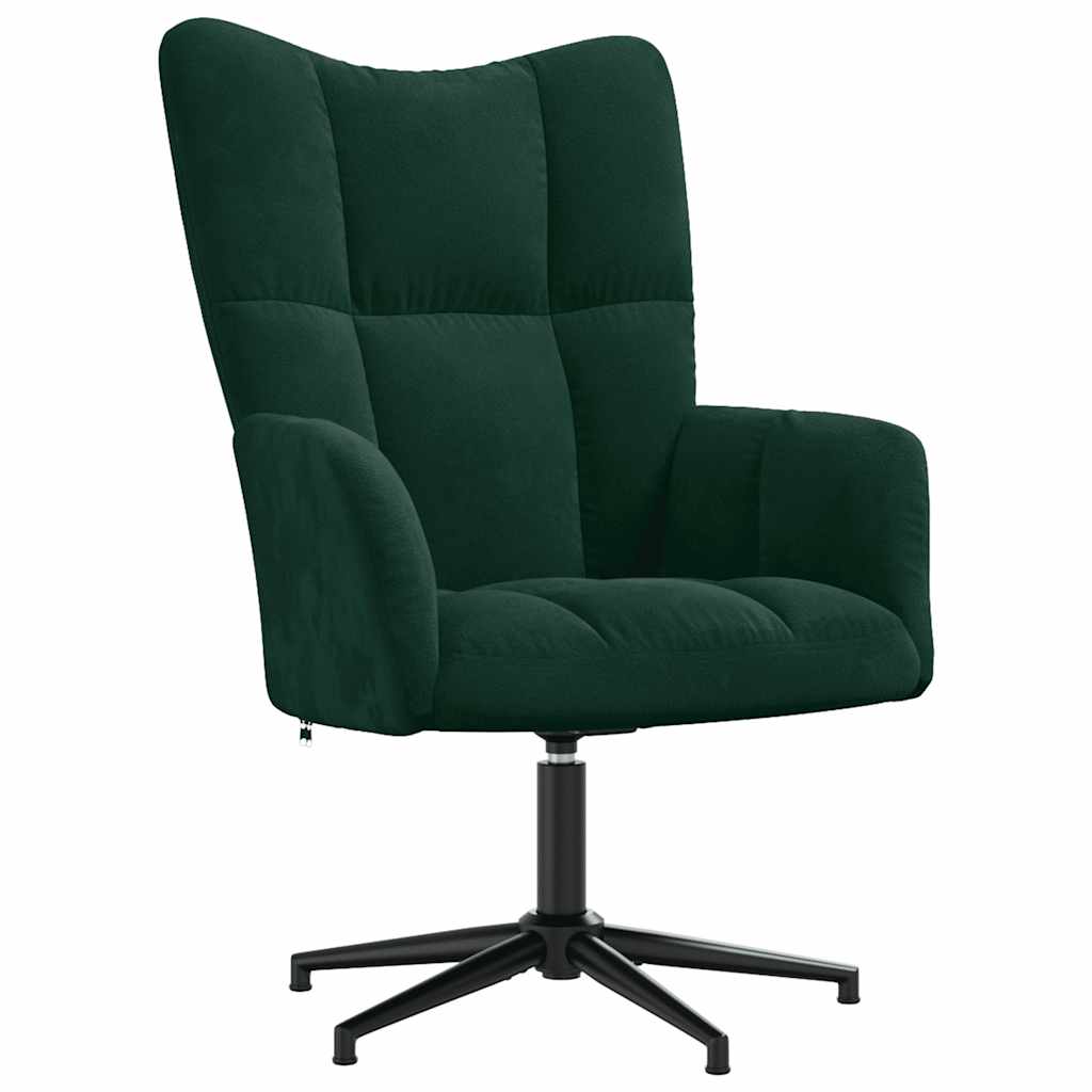 Chaise de relaxation avec tabouret Vert foncé Velours - XIOS