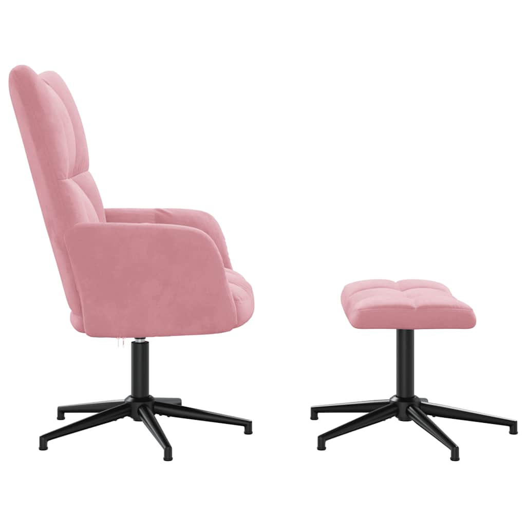 Chaise de relaxation avec tabouret Rose Velours - XIOS