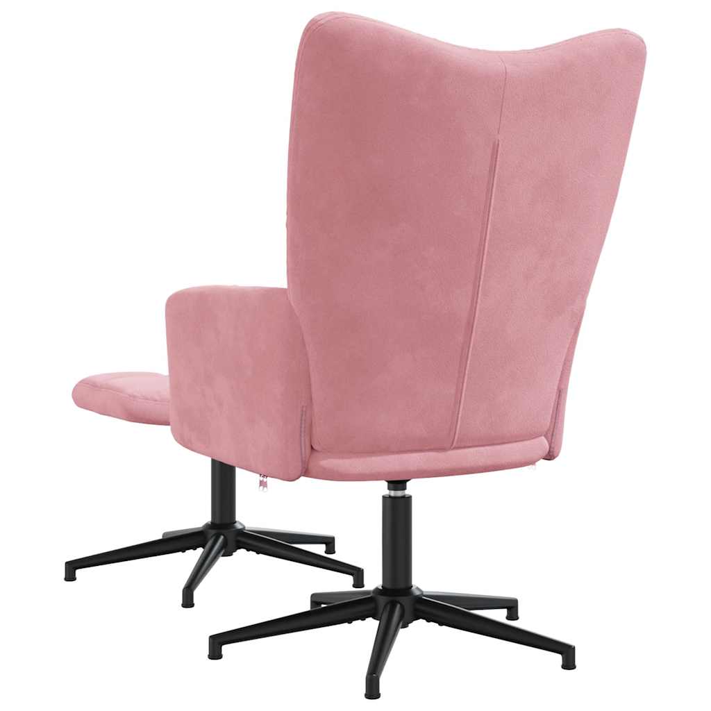Chaise de relaxation avec tabouret Rose Velours - XIOS