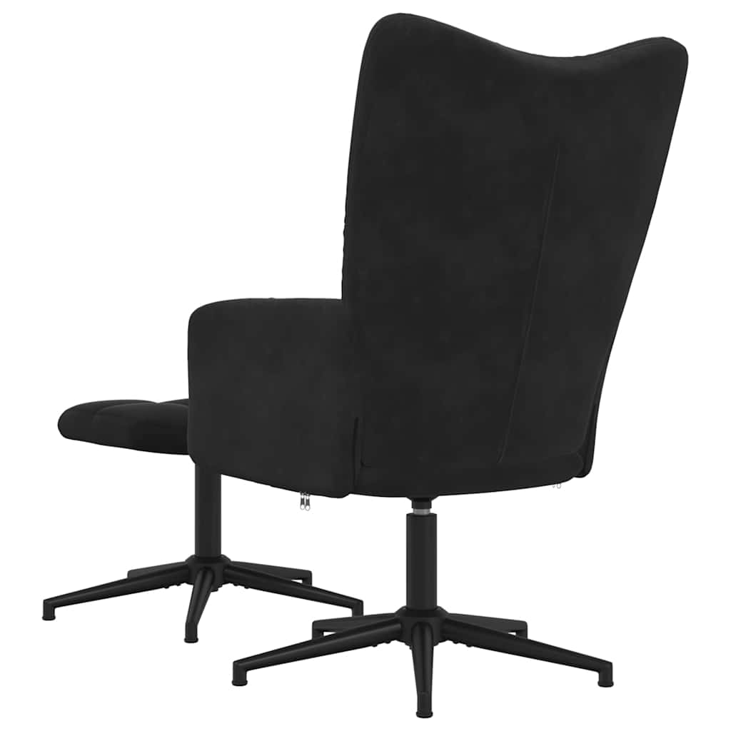 Chaise de relaxation avec tabouret Noir Velours - XIOS