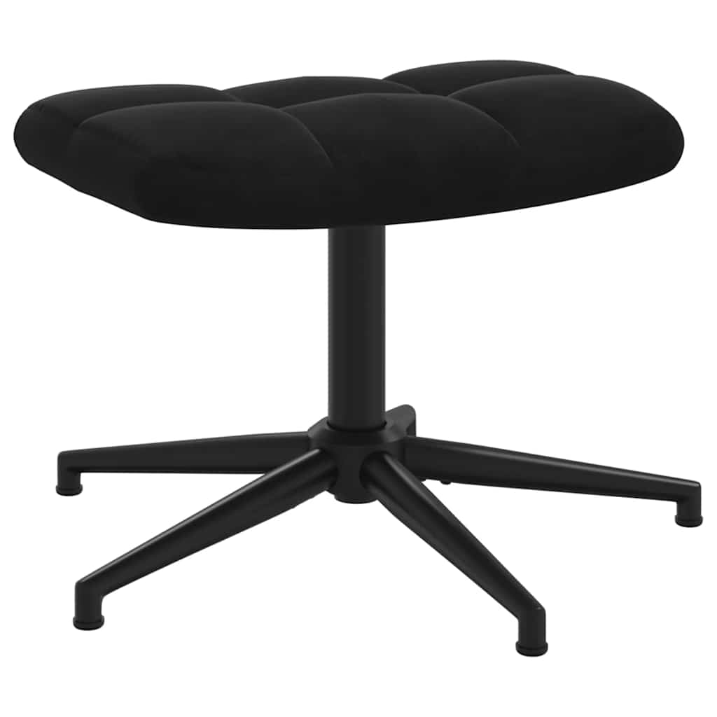 Chaise de relaxation avec tabouret Noir Velours - XIOS