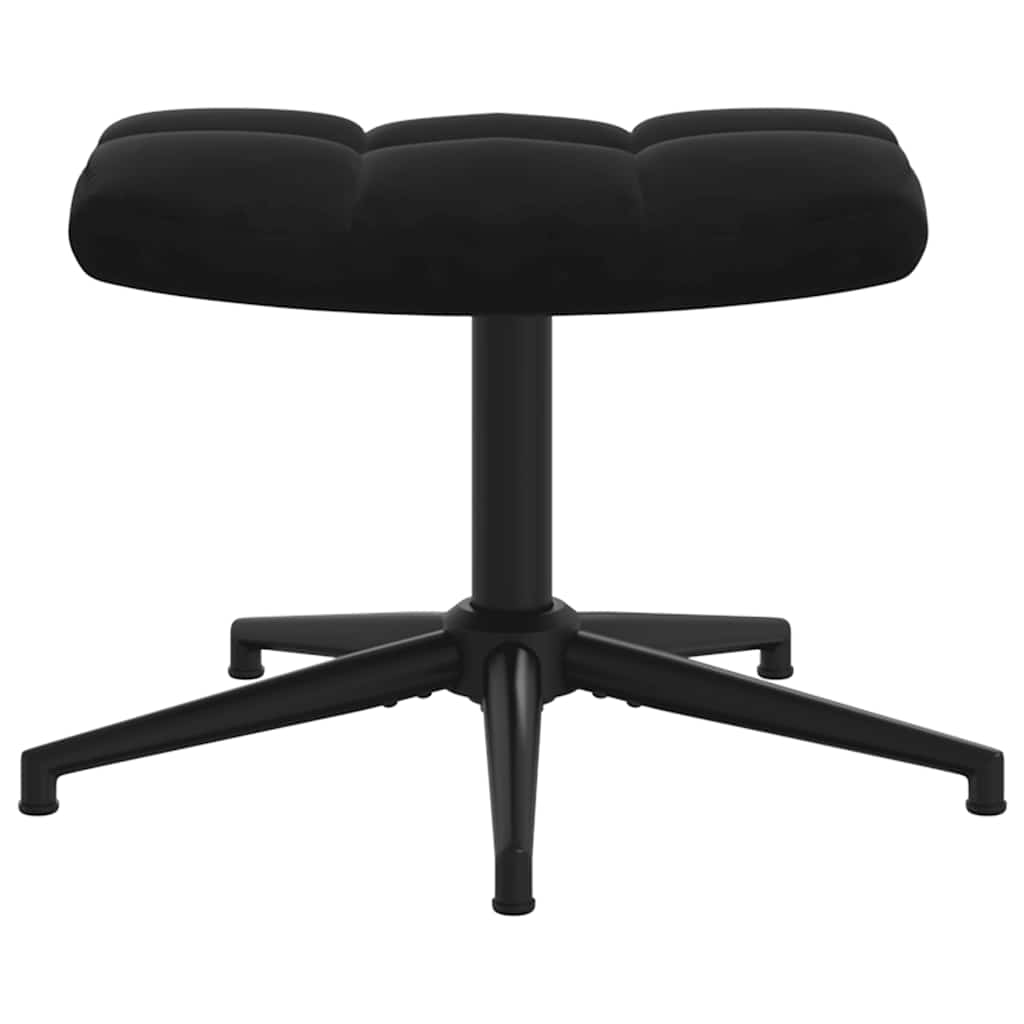 Chaise de relaxation avec tabouret Noir Velours - XIOS