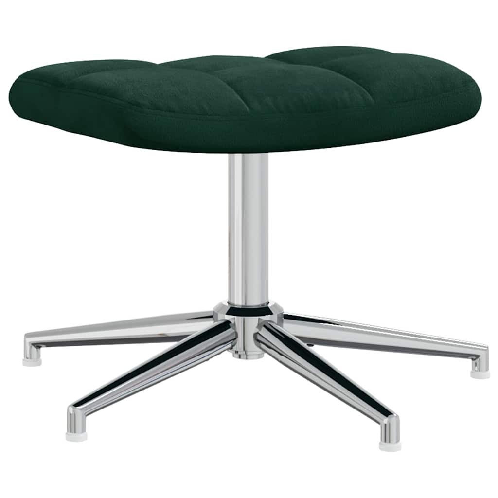 Chaise de relaxation avec tabouret Vert foncé Velours