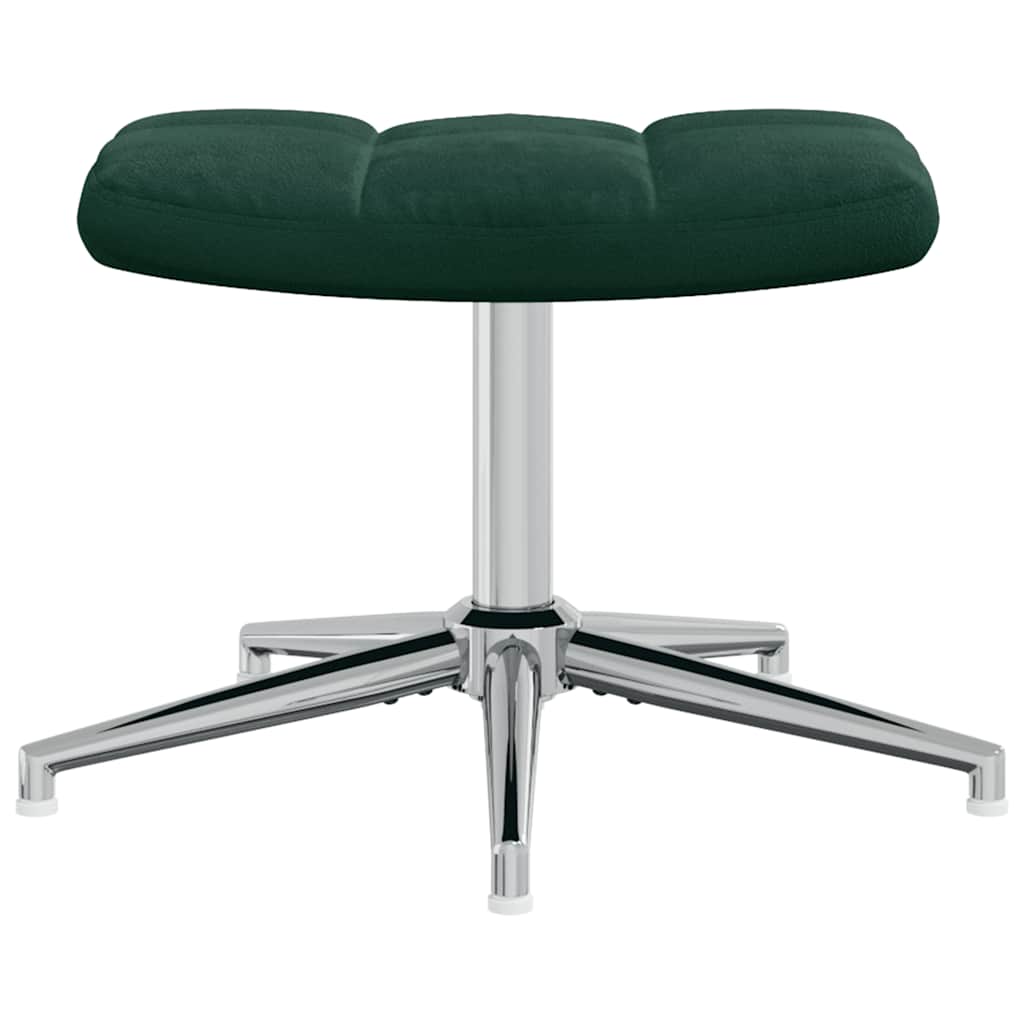 Chaise de relaxation avec tabouret Vert foncé Velours