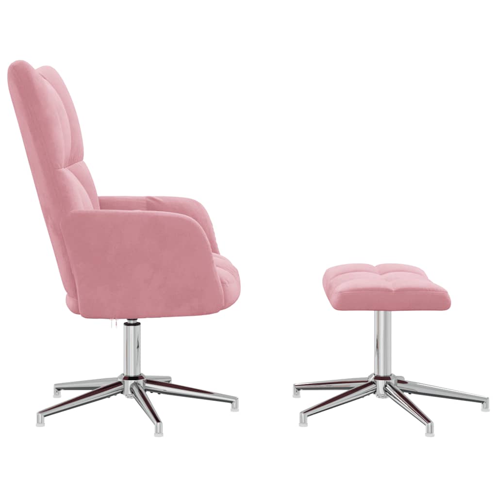 Chaise de relaxation avec tabouret Rose Velours - XIOS