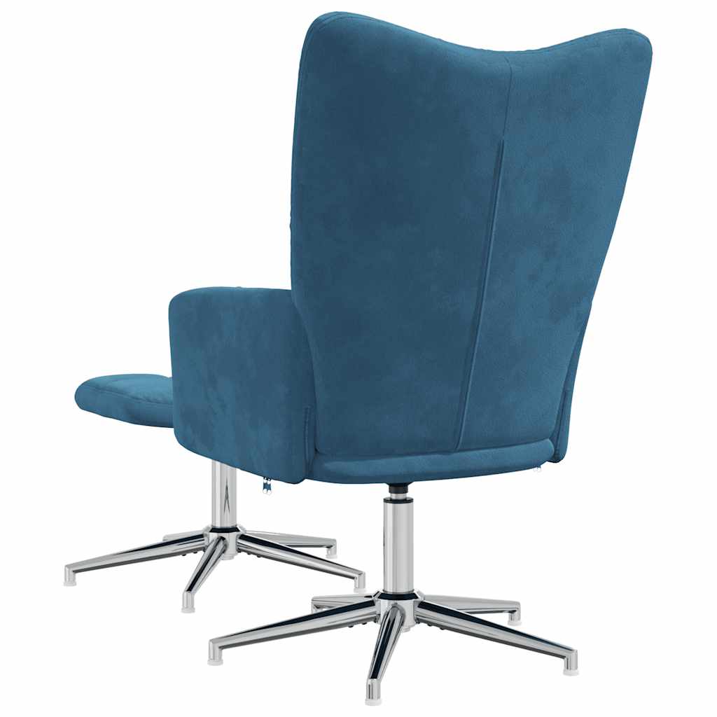Chaise de relaxation avec tabouret Bleu Velours - XIOS