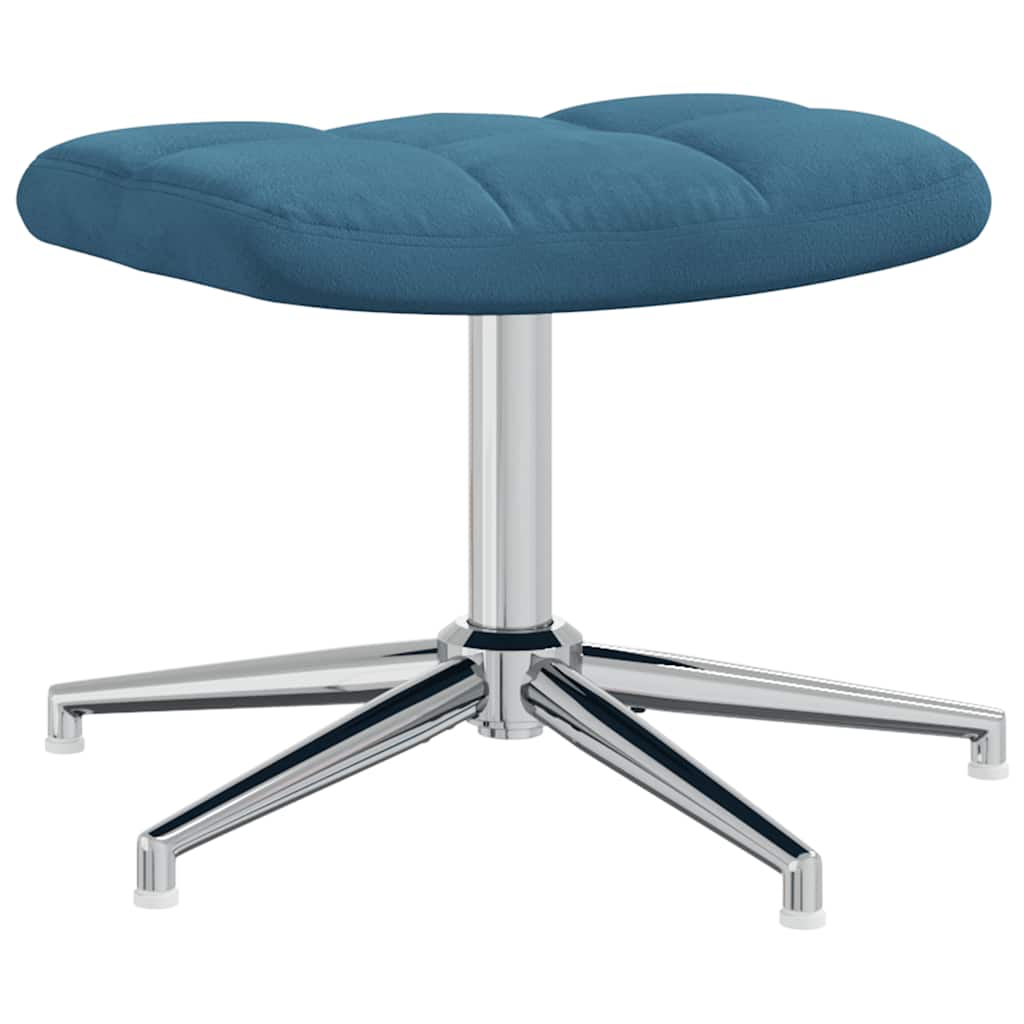 Chaise de relaxation avec tabouret Bleu Velours - XIOS