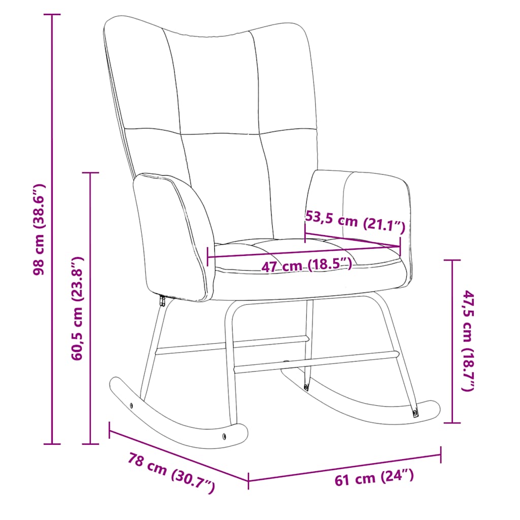Chaise à bascule Gris clair Velours