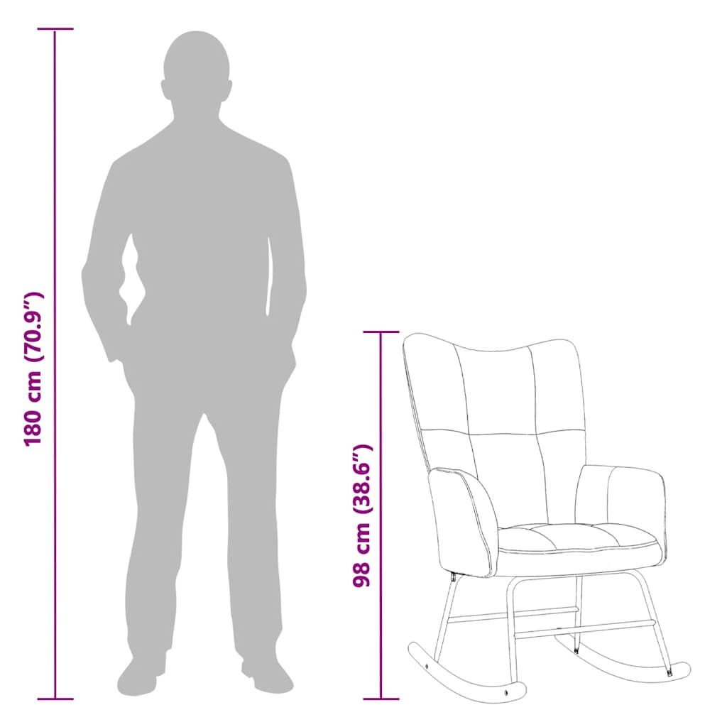 Chaise à bascule Gris clair Velours