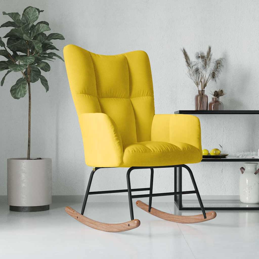 Chaise à bascule Jaune moutarde Velours - XIOS