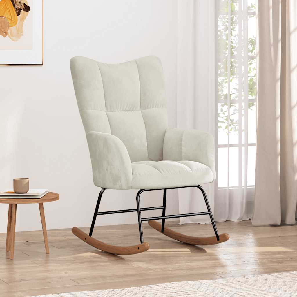 Chaise à bascule Blanc crème Velours - XIOS