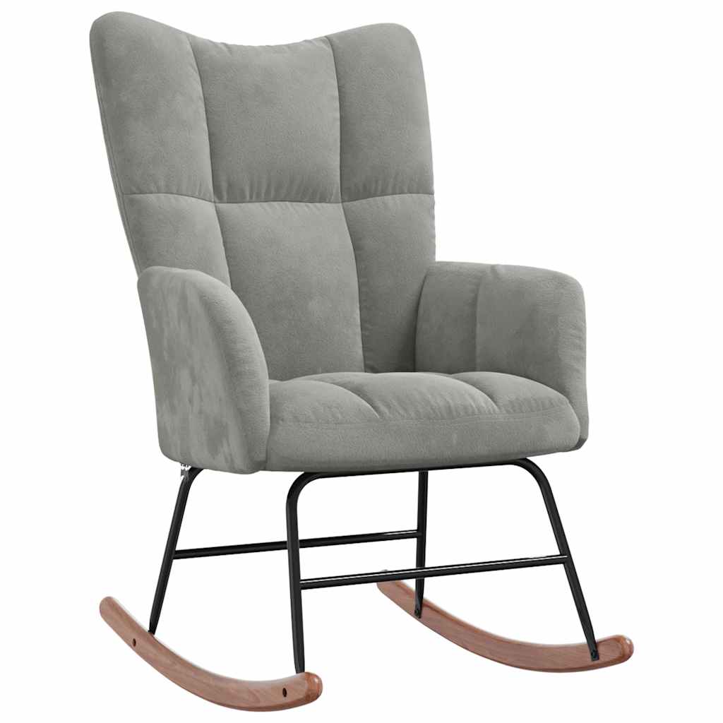 Chaise à bascule avec repose-pied Gris clair Velours - XIOS